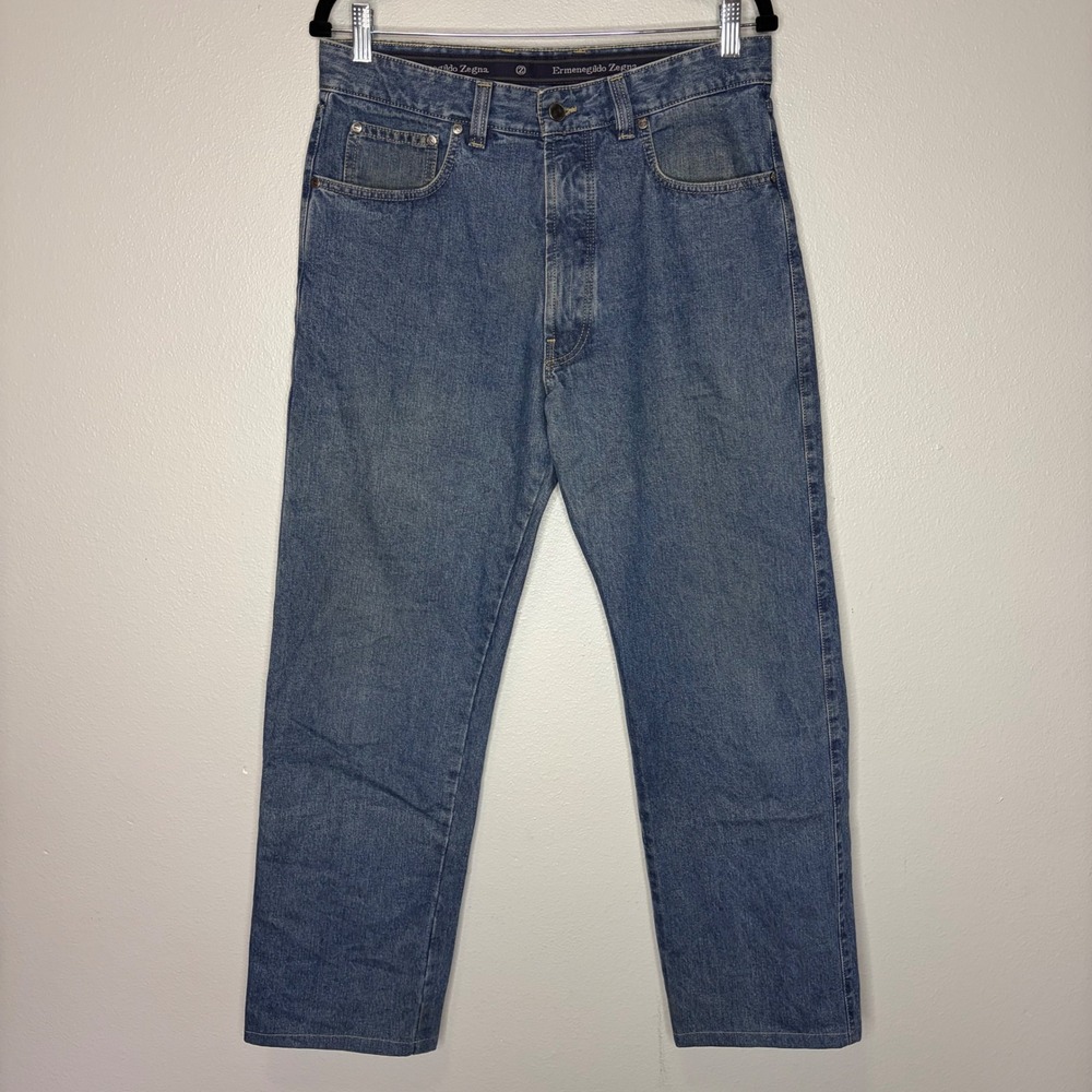 Ermenegildo Zegna Mens Straight Leg Jeans Blue Denim Made in Italy Size 34x30